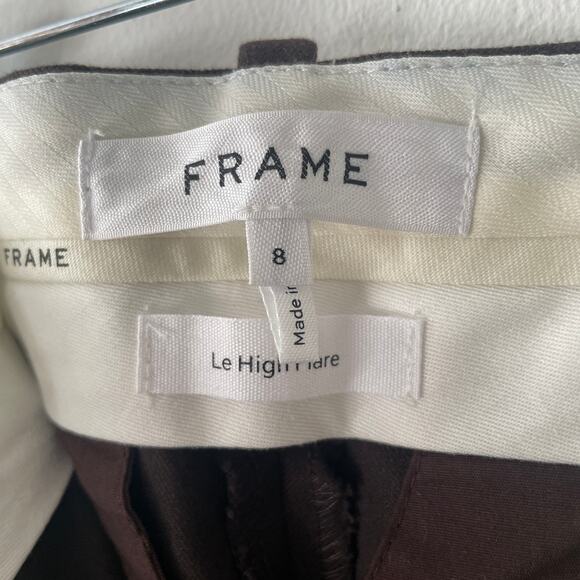 NWOT FRAME Le High Flare Trouser in Americano Chocolate Brown Sz 8 - Picture 6 of 14